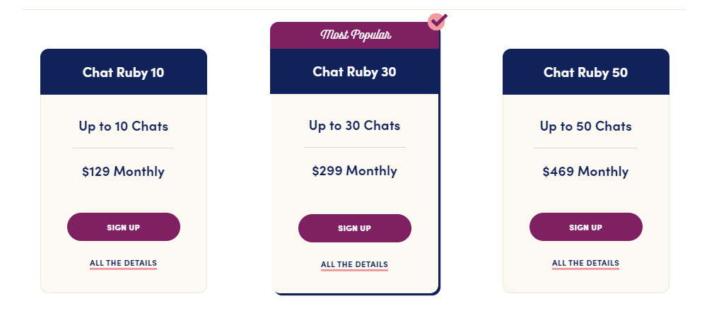 Ruby receptionist Pricing 2